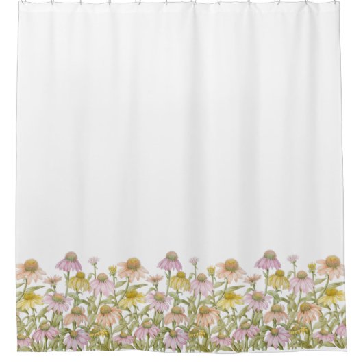 Coneflowers Waterverf Botanische Art Shower Curtai Douchegordijn (Voorkant)