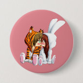 Conejito Y Tigre, Chibi Ronde Button 7,6 Cm (Voorkant)
