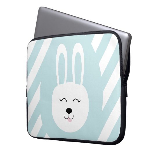 Conejo feliz laptop sleeve (Voorkant Links)