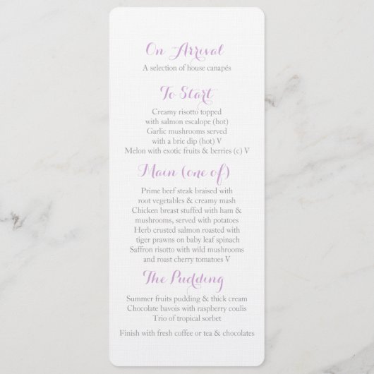 Cones paars grijs winterdinermenu menu (Achterkant)