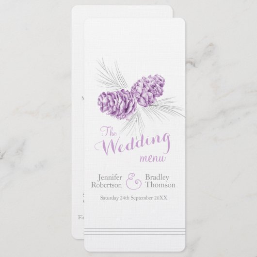 Cones paars grijs winterdinermenu menu (Voorkant / Achterkant)