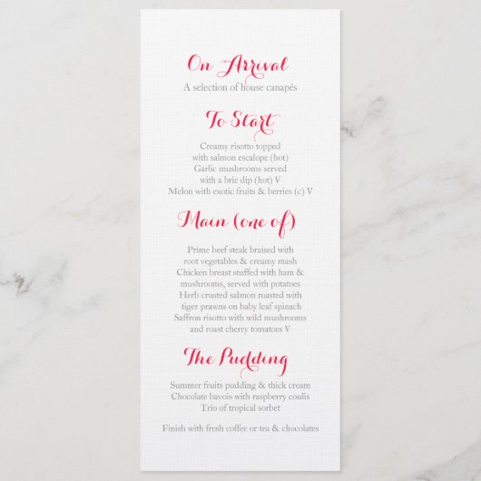 Cones red grijs winterbruiloft menu (Achterkant)