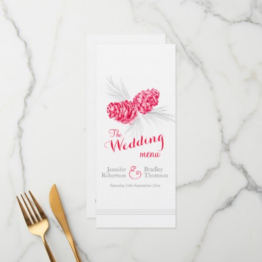 Cones red grijs winterbruiloft menu (Voorkant / Achterkant in situ)