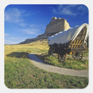 Conestoga-wagen bij Scottsbluff National Vierkante Sticker