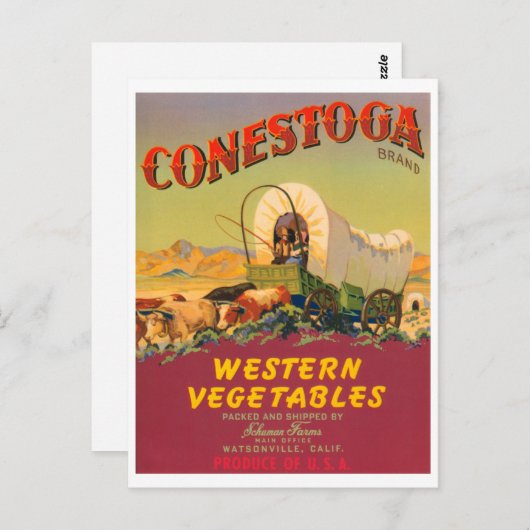 Conestoga Westerne groenten  Krat Label Briefkaart (Voorkant / Achterkant)