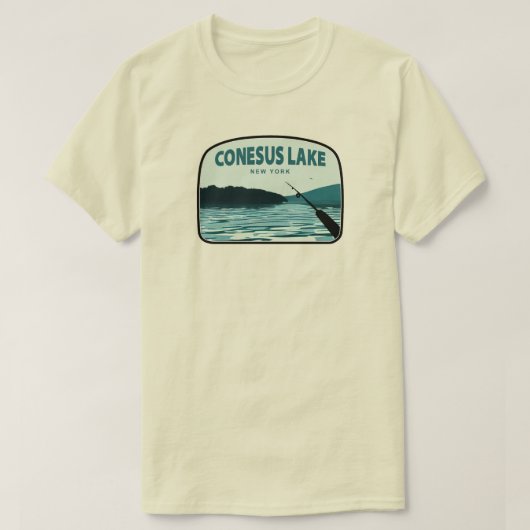 Conesus Lake New York Fishing Rod T-shirt (Design voorkant)