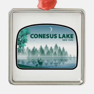 Conesus Lake New York Herten Metalen Ornament