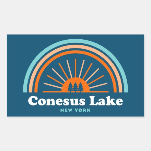 Conesus Lake New York Rainbow Rechthoekige Sticker (Voorkant)