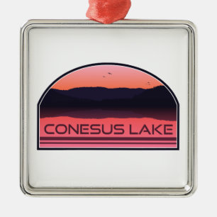 Conesus Lake New York Red Sunrise Metalen Ornament