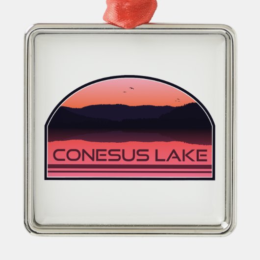 Conesus Lake New York Red Sunrise Metalen Ornament (Voorkant)