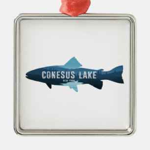 Conesus Lake New Yorkse vis Metalen Ornament