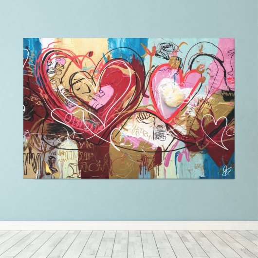 Conexões Apaixonadas Canvas Afdruk (Insitu (Houten vloer))