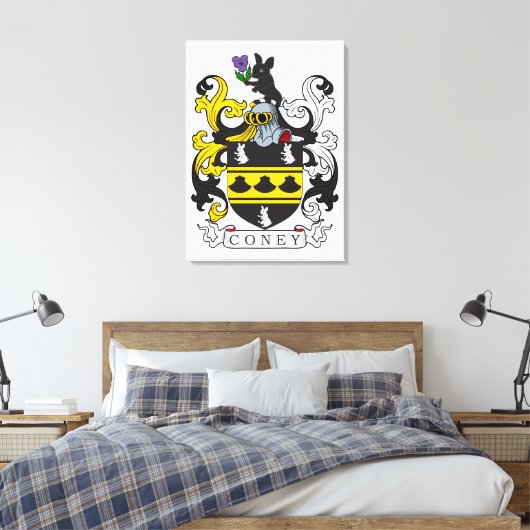Coney Family Crest Canvas Afdruk (Insitu (Slaapkamer))