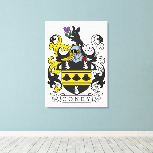 Coney Family Crest Canvas Afdruk (Insitu (Houten vloer))