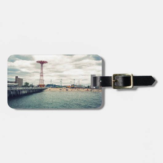 Coney Island Beach Panorama Bagagelabel (Voorkant horizontaal)