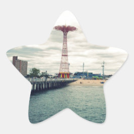 Coney Island Beach Panorama Ster Sticker