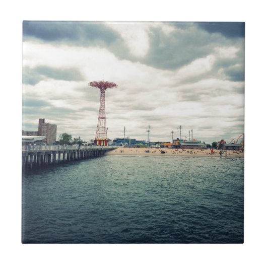 Coney Island Beach Panorama Tegeltje (Voorkant)