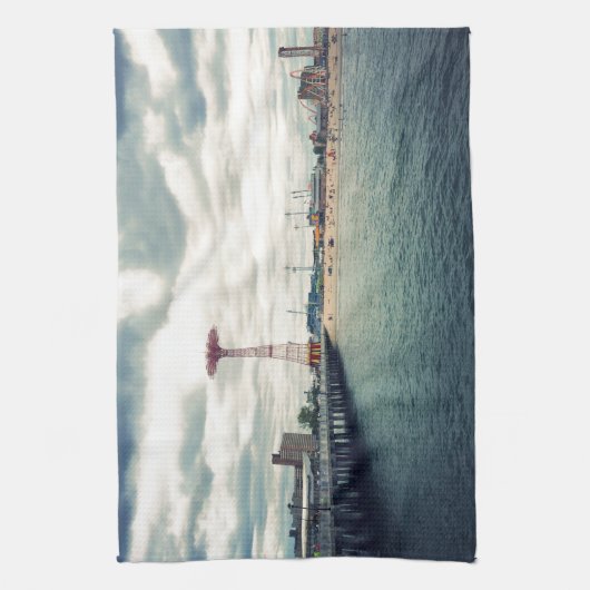 Coney Island Beach Panorama Theedoek (Verticaal)