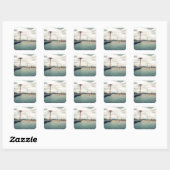 Coney Island Beach Panorama Vierkante Sticker (Vel)