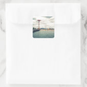 Coney Island Beach Panorama Vierkante Sticker (Tas)