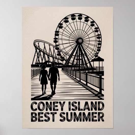 Coney Island Best Summer Silhouette Kunst Poster (Voorkant)