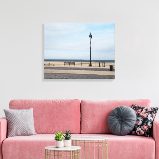 Coney Island Boardwalk in de winter Canvas Afdruk (Insitu (Woonkamer))