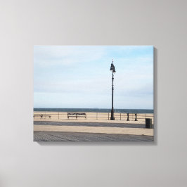 Coney Island Boardwalk in de winter Canvas Afdruk