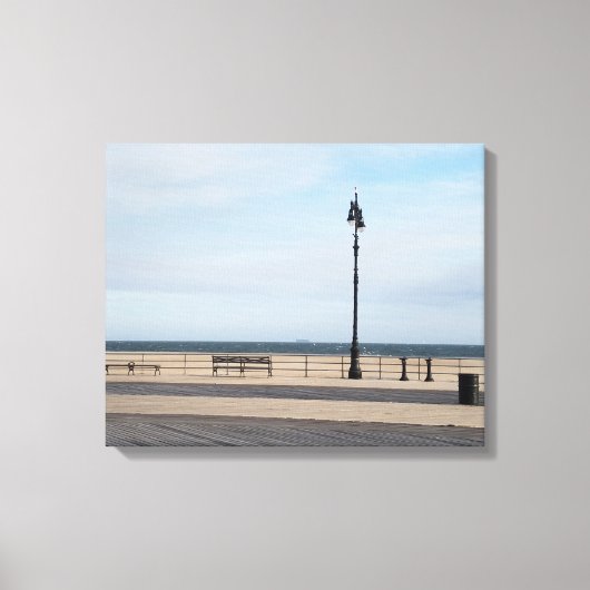 Coney Island Boardwalk in de winter Canvas Afdruk (Voorkant)