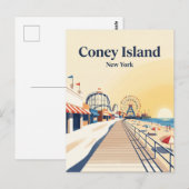Coney Island Boardwalk VS Briefkaart (Voorkant / Achterkant)