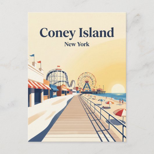 Coney Island Boardwalk VS Briefkaart (Voorkant)