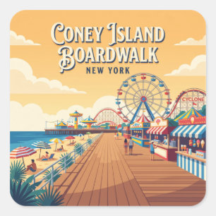 Coney Island Boardwalk VS Vierkante Sticker