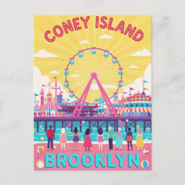 Coney Island Brooklyn Retro Poster Briefkaart