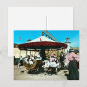 Coney Island Carousel 1890 Magic Lantern Slide Briefkaart (Voorkant / Achterkant)