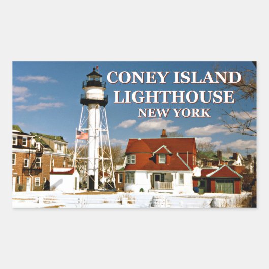 Coney Island Lighthouse, New York Rechthoekige Sticker (Voorkant)