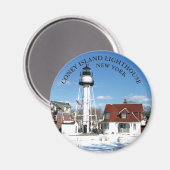 Coney Island Lighthouse, New York Round Magnet (Voorkant / Achterkant)