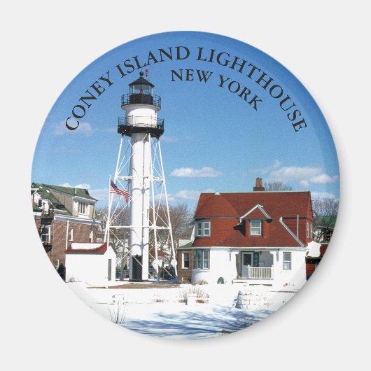 Coney Island Lighthouse, New York Round Magnet (Voorkant)