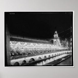 Coney Island, Luna Park bij Night, New York Poster