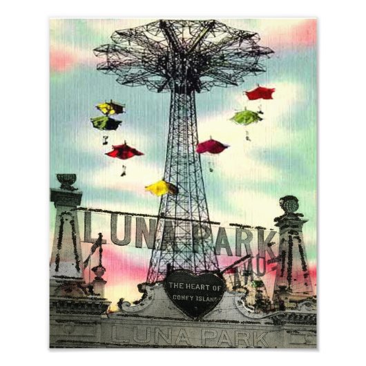Coney Island Luna Park Foto Afdruk (Voorkant)