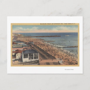 Coney Island, New York - Boardwalk, Beach Briefkaart
