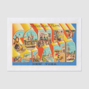 Coney Island New York NY Vintage Travel Souvenir Tissuepapier