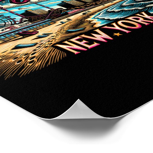 Coney Island New York Reis Zomer Vakantie Familie Poster (Hoek)