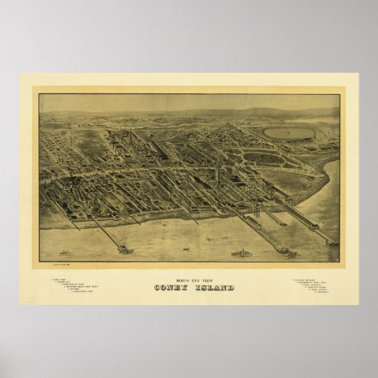 Coney Island NY 1906, Old Print (Voorkant)