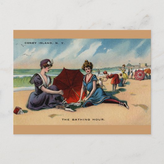 Coney Island NY 1909 Beach Scene Briefkaart (Voorkant)