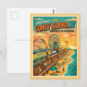 Coney Island NY Amerika's Speeltuin Briefkaart (Voorkant / Achterkant)