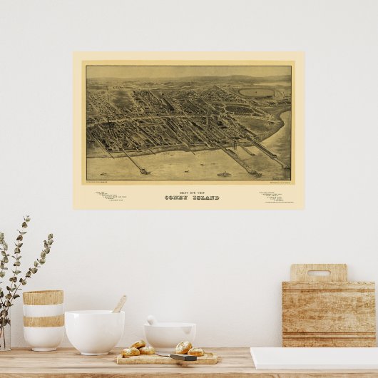Coney Island, NY Panoramic Map - 1906 Poster (Keuken)