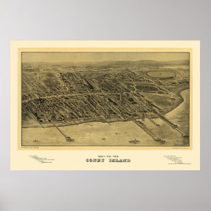 Coney Island, NY Panoramic Map - 1906 Poster