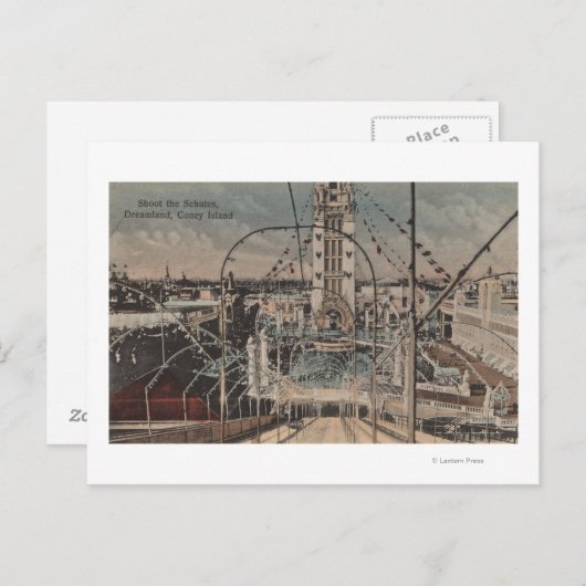 Coney Island, NY - Shoot the Schutes Ride Briefkaart (Voorkant / Achterkant)