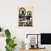 Coney Island Onze Zomer Silhouet Poster (Thuiskantoor)