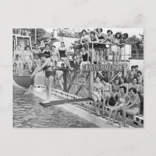 Coney Island Pool-1824025.bw.jpg Briefkaart (Voorkant)