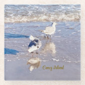 Coney Island Seagulls  Glazen Onderzetter (Voorkant)